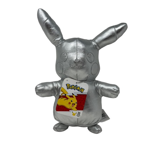 Pikachu‎ Plush Silver Gamestop Pokemon 25th Anniversary Celebration Chrome - Picture 1 of 7